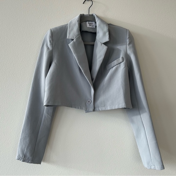 Princess Polly Jackets & Blazers - Princess Polly Light Gray Cropped Blazer
